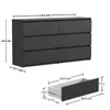 A diagram showing the dimensions of a black dresser with six drawers. Náhľad obrázku produktu