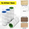 Several cleaning rollers are shown in the foreground, with examples of different floor types in the background. Produktbild-Vorschau