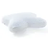 A light blue and white pillow with a wavy pattern on a white background. Produktbild-Vorschau