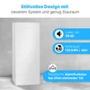 A white refrigerator is shown next to marketing text and icons highlighting its features. Produktbild-Vorschau