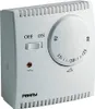 A white analog thermostat with a dial and an on/off switch. Voir les images du produit