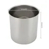 A silver-colored soup kettle with dimensions indicated by measurement lines and text. Náhled obrázku produktu