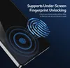 A smartphone screen displaying a fingerprint unlock graphic and marketing text. Produktbild-Vorschau