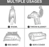 The image shows four illustrations of a blanket being used in different ways: as a shawl, a throw blanket, a bed sheet, and a sofa cover. The text "MULTIPLE USAGES" is at the top, and each illustration is labeled with its use. Náhled obrázku produktu