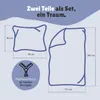 Diagram showing the dimensions of a two-piece bedding set, including a pillowcase and a duvet cover, with a zipper icon and text indicating a zipper on both covers. Produktbild-Vorschau