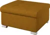 A studio shot of a brown ottoman on a white background.