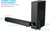 A soundbar and subwoofer are displayed with dimensions indicated. Podgląd zdjęcia produktu