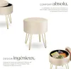 Tabouret avec coffre de rangement aspect velours Voir les images du produit 3