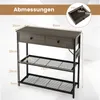 A diagram showing the dimensions of a console table with drawers and shelves. Anteprima dell’immagine prodotto