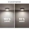 A split image showing two light modes of LED under-cabinet lights. Produktbild-Vorschau