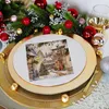 Servietten Papier 33x33cm Weihnachtsdorf 20 Stück Braun / Produktbild-Vorschau 3