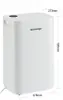 A white dehumidifier with dimensions indicated by lines and text. Anteprima dell’immagine prodotto