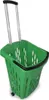 A green shopping basket with wheels and a retractable handle. Produktbild-Vorschau