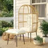 Gartensessel mit Hocker PE Rattan Ei-Form Korbsessel mit Produktbild-Vorschau 4