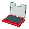 An open red tool case with a transparent lid, showing a dark green foam insert inside. Náhled obrázku produktu