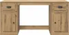 A desk with two cabinets and a drawer on each side, with an open space in the middle. Voir les images du produit