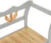A close-up view of a wooden bench with a gray painted frame and a natural wood seat. Náhľad obrázku produktu