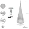 A hanging pod chair with accessories and dimensions shown. Podgląd zdjęcia produktu