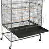 A close-up view of the lower section of a metal bird cage with a pull-out tray. Produktbild-Vorschau
