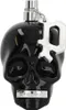 A black skull-shaped perfume bottle with a silver tag attached to the cap. Náhľad obrázku produktu