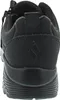 The back view of a black Skechers sports shoe. Voir les images du produit