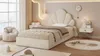 Lit matelassé 90x200 cm, tissu velours beige, structure de Voir les images du produit 10