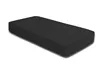 A black fitted sheet is shown on a white background. Produktbild-Vorschau