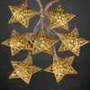 Lichterkette LED Sterne gold Motiv Metall Weihnachten Deko Produktbild-Vorschau 4