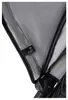 A close-up view of a stroller canopy with a UV protection label. Voir les images du produit