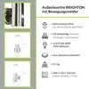 Collage of product images and feature descriptions for an outdoor light. Produktbild-Vorschau