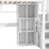 A close-up view of a white bunk bed with integrated shelving and a desk. Anteprima dell’immagine prodotto