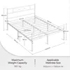 A diagram of a white metal bed frame with dimensions and specifications. Produktbild-Vorschau