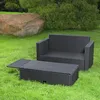 Záhradná pohovka podnožka lounge polyratanová vonkajšia Náhľad obrázku produktu 4