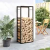 vidaXL Police na palivové drevo matná čierna 50x28x132 cm Náhľad obrázku produktu 3