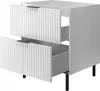 A modern white cabinet with two drawers pulled out, resting on black legs. Anteprima dell’immagine prodotto