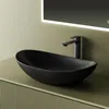 EMKE Lavabo à poser en céramique - Design ovale en noir mat Voir les images du produit 1