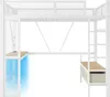 A loft bed with an integrated desk and storage. Voir les images du produit