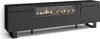 A modern black TV stand with a built-in electric fireplace. Anteprima dell’immagine prodotto