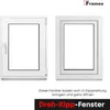 Two white windows are shown side-by-side against a white background. The left window is closed, and the right window is shown in a tilted-open position. Text is present below the windows. Anteprima dell’immagine prodotto