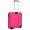 A pink suitcase with a silver telescopic handle and black wheels, shown from the back. Produktbild-Vorschau