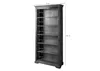 A tall wooden bookshelf with dimensions shown. Produktbild-Vorschau