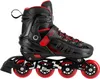 A black and red inline skate is shown against a white background. Voir les images du produit