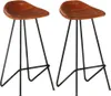 The Living Store Barhocker 2 Stk. Braun Echtleder Produktbild-Vorschau 1