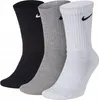Three pairs of Nike crew socks in black, gray, and white, displayed side-by-side against a white background. Produktbild-Vorschau