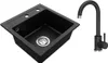 VBChome Granitspüle 44 x 44 cm Schwarz mit Armatur Produktbild-Vorschau 1