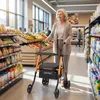 COSTWAY Rollator faltbar & leicht mit Sitz, 2in1 Rollstuhl Produktbild-Vorschau 2