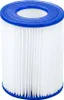 A white pleated filter with a blue top and bottom rim, isolated on a white background. Náhľad obrázku produktu
