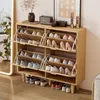 Szafka na buty – 100 x 25 x 90 cm, rattan/dąb – 4 wysuwane Podgląd zdjęcia produktu 1