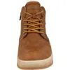 A front view of a brown boot with laces and a zipper. Produktbild-Vorschau