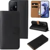 A collage of images showing a black flip-case phone cover for a Xiaomi 11T / 11T Pro, with different views and angles. Produktbild-Vorschau